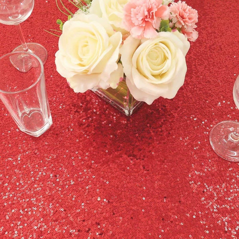GFCC Rectangle Red Sequin Tablecloth 90x132 inch Sparkle Party Wedding Christams Banquet Table Cloth Glitter Cake Table Cover Linen - Image 5